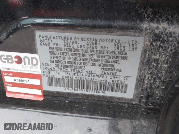 2024 Nissan Sentra SR with VIN 3N1AB8DV4RY255002, listed as a IAAI auction lot 42461623 with 19,189 mi miles and . Bid and sale history available at DreamBid. Image 9.