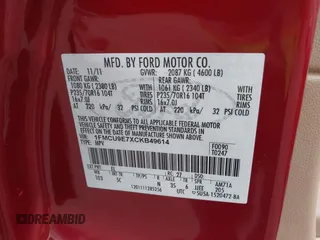 2012 Ford Escape Limited with VIN 1FMCU9E7XCKB49614, listed as a IAAI auction lot 41912644 with 160,258 mi miles. Bid and sale history available at carsss.com. Image 9.