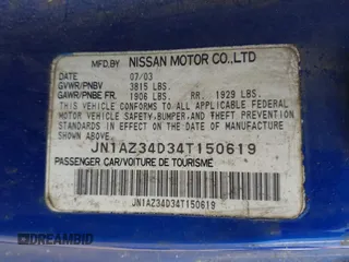 2004 Nissan 350Z Enthusiast z VIN JN1AZ34D34T150619, wystawiony jako IAAI lot #42248408 z przebiegiem 276 869 mil mil oraz . Historia ofert i sprzedaży dostępna na DreamBid. Obrazek 9.
