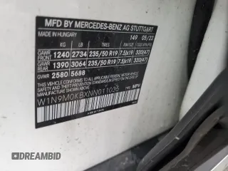2022 Mercedes-Benz EQB 300 z VIN W1N9M0KBXNN011035, wystawiony jako Copart lot #52905294 z przebiegiem 40 541 mil mil oraz . Historia ofert i sprzedaży dostępna na DreamBid. Obrazek 12.