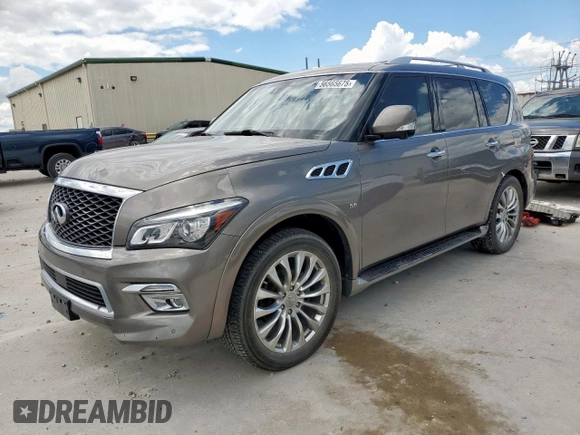 2017 Infiniti QX80 with VIN JN8AZ2NF9H9641338, listed as a Copart auction lot 56565675 with 164,024 mi miles and Salvage title. Bid and sale history available at DreamBid. Image 1.