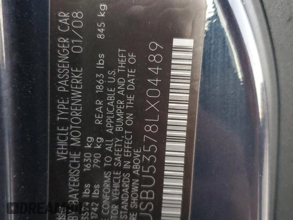 2008 BMW Z4 3.0si with VIN 4USBU53578LX04489, listed as a Copart auction lot 80902064 with 54,305 mi miles and Salvage Title. Bid and sale history available at carsss.com. Image 12.