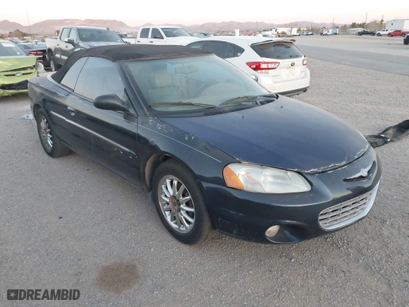 2001 Chrysler Sebring Limited with VIN 1C3EL65U31N672381, listed as a IAAI auction lot 41114181 with 180,949 mi miles. Bid and sale history available at carsss.com. Image 1.