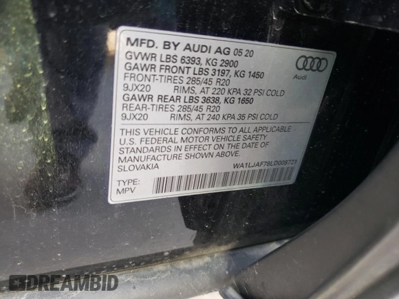 2020 Audi Q7 Premium Plus z VIN WA1LJAF78LD009721, wystawiony jako Copart lot #43495563 z przebiegiem 21 492 mil mil oraz . Historia ofert i sprzedaży dostępna na DreamBid. Obrazek 13.
