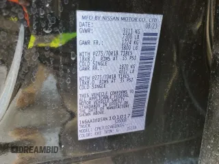 2024 Nissan Titan Pro-4X with VIN 1N6AA1ED5RN101017, listed as a Copart auction lot 43777785 with 30,489 mi miles and Salvage title. Bid and sale history available at DreamBid. Image 12.