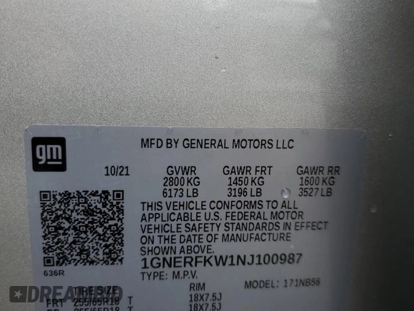 2022 Chevrolet Traverse LS with VIN 1GNERFKW1NJ100987, listed as a Copart auction lot 52361825 with 34,846 mi miles and Salvage title. Bid and sale history available at DreamBid. Image 13.