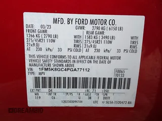 2023 Ford Explorer ST with VIN 1FM5K8GC4PGA77112, listed as a IAAI auction lot 41827620 with 11,608 mi miles. Bid and sale history available at carsss.com. Image 9.