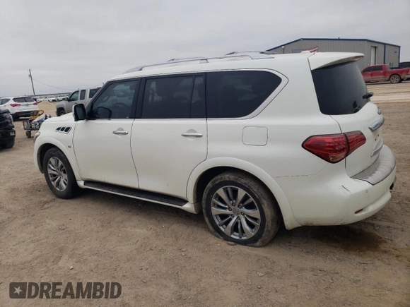 2016 Infiniti QX80 with VIN JN8AZ2NE4G9124227, listed as a Copart auction lot 43040465 with 107,233 mi miles and Salvage Title. Bid and sale history available at carsss.com. Image 2.