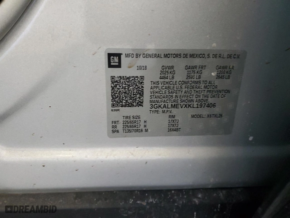 2019 GMC Terrain SLE with VIN 3GKALMEVXKL197406, listed as a Copart auction lot 45837975 with 101,082 mi miles and Salvage Title. Bid and sale history available at carsss.com. Image 13.