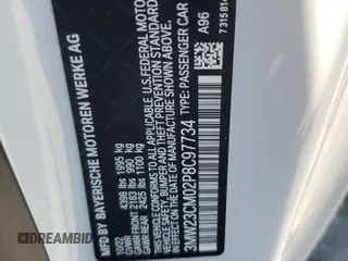2023 BMW 2 Series 230i with VIN 3MW23CM02P8C97734, listed as a Copart auction lot 63805255 with 6,140 mi miles and Salvage title. Bid and sale history available at DreamBid. Image 13.
