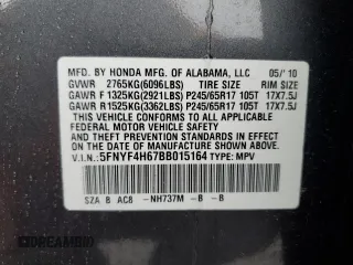 2011 Honda Pilot EX-L with VIN 5FNYF4H67BB015164, listed as a Copart auction lot 51281555 with 180,156 mi miles and Salvage Title. Bid and sale history available at carsss.com. Image 13.