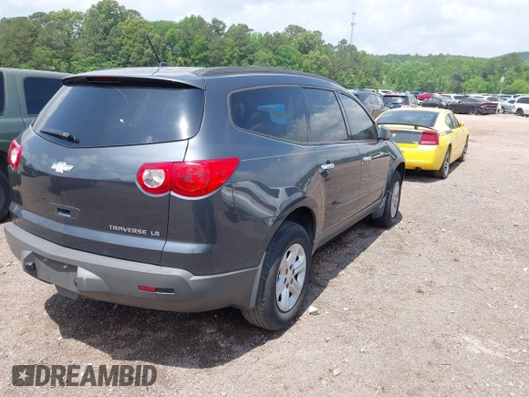 2012 Chevrolet Traverse LS with VIN 1GNKRFED2CJ399254, listed as a IAAI auction lot 42101291 with 162,605 mi miles and . Bid and sale history available at DreamBid. Image 4.