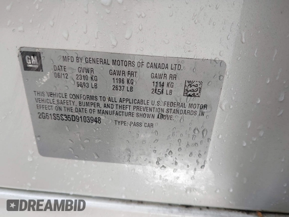 2013 Cadillac XTS Premium z VIN 2G61S5S35D9103948, wystawiony jako IAAI lot #42090444 z przebiegiem 154 728 mil mil oraz . Historia ofert i sprzedaży dostępna na DreamBid. Obrazek 9.