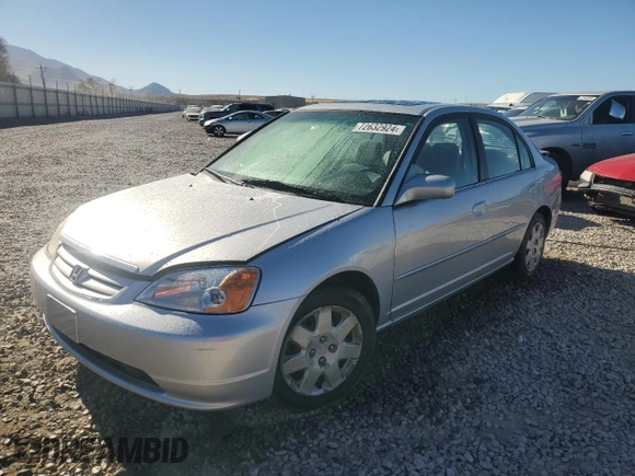 2001 Honda Civic EX with VIN 1HGES25701L024687, listed as a Copart auction lot 72632924 with 201,810 mi miles and Salvage Title. Bid and sale history available at carsss.com. Image 1.
