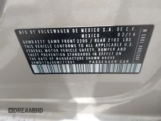 2014 Volkswagen Jetta SE with VIN 3VWD17AJ9EM271431, listed as a IAAI auction lot 42419304 with 143,599 mi miles and . Bid and sale history available at DreamBid. Image 9.