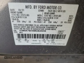 2021 Ford Explorer with VIN 1FMSK7BH9MGB45058, listed as a Copart auction lot 53556535 with 25,383 mi miles and Salvage Title. Bid and sale history available at carsss.com. Image 15.