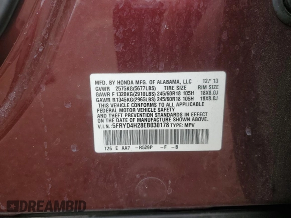 2014 Acura MDX z VIN 5FRYD4H28EB030178, wystawiony jako Copart lot #52389515 z przebiegiem Nie podano mil oraz Szkoda całkowita • Salvage title. Historia ofert i sprzedaży dostępna na DreamBid. Obrazek 14.