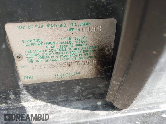 2004 Subaru Forester XS с VIN JF1SG65654H767490, выставлен на аукционе IAAI как лот 42367019 с пробегом 2 163 616 миль миль и . История ставок и продаж доступна на DreamBid. Изображение 9.