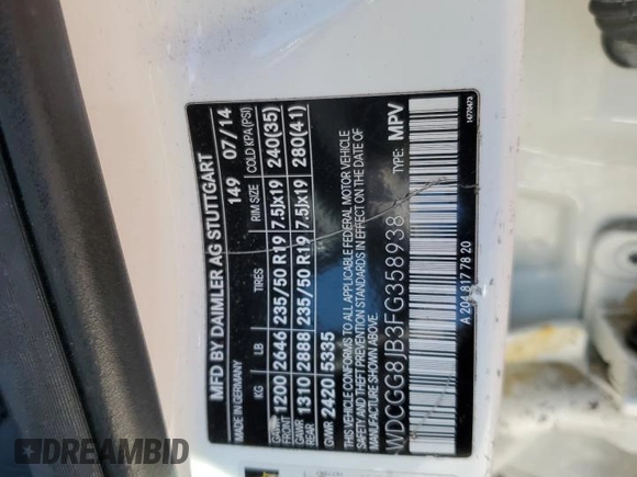 2015 Mercedes-Benz GLK 350 с VIN WDCGG8JB3FG358938, выставлен на аукционе Copart как лот 76687654 с пробегом 155 019 миль миль и Списание • Salvage title. История ставок и продаж доступна на DreamBid. Изображение 14.