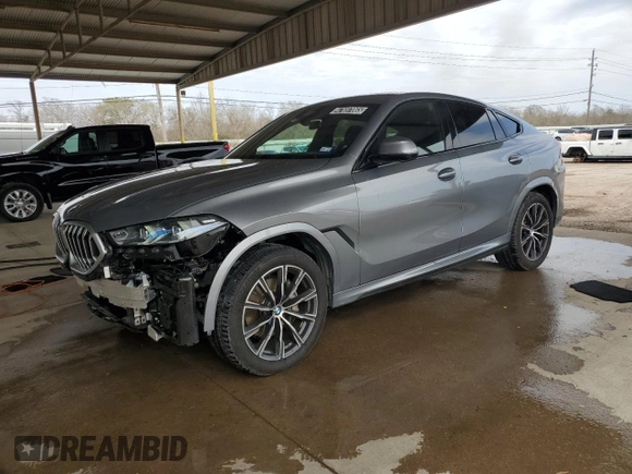 2025 BMW X6 xDrive40i with VIN 5UX33EX07S9X16169, listed as a Copart auction lot 47697065 with 17,365 mi miles and Clean Title. Bid and sale history available at carsss.com. Image 1.