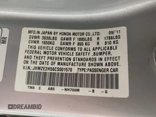 2012 Honda Insight LX с VIN JHMZE2H56CS001570, выставлен на аукционе IAAI как лот 41461236 с пробегом 129 431 миль миль и . История ставок и продаж доступна на DreamBid. Изображение 9.