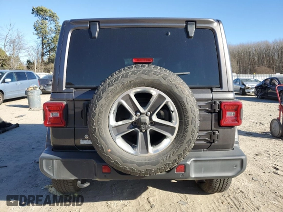 2020 Jeep Wrangler Unlimited Sahara with VIN 1C4HJXEN4LW152779, listed as a Copart auction lot 42696255 with Not provided miles and Salvage title. Bid and sale history available at DreamBid. Image 6.