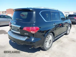 2015 Infiniti QX80 with VIN JN8AZ2NF5F9574668, listed as a IAAI auction lot 41777456 with 131,606 mi miles. Bid and sale history available at carsss.com. Image 4.