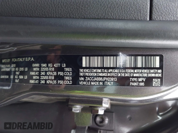 2018 Jeep Renegade Altitude с VIN ZACCJABB6JPH23913, выставлен на аукционе IAAI как лот 42439183 с пробегом 58 017 миль миль и . История ставок и продаж доступна на DreamBid. Изображение 9.