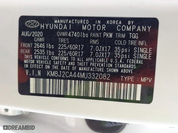 2021 Hyundai Tucson SE with VIN KM8J2CA44MU332082, listed as a IAAI auction lot 41890728 with 31,760 mi miles. Bid and sale history available at carsss.com. Image 9.