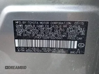 2015 Lexus IS 250 with VIN JTHCF1D2XF5029660, listed as a IAAI auction lot 42208629 with 82,601 mi miles and . Bid and sale history available at DreamBid. Image 9.
