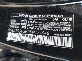 2019 Mercedes-Benz CLA 250 with VIN WDDSJ4GB0KN724948, listed as a IAAI auction lot 40629400 with 45,717 mi miles and . Bid and sale history available at DreamBid. Image 9.