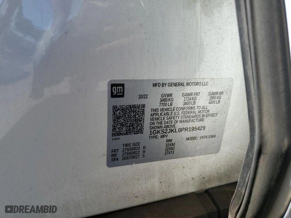 2023 GMC Yukon XL Denali with VIN 1GKS2JKL0PR195429, listed as a Copart auction lot 46132795 with 41,301 mi miles and Salvage Title. Bid and sale history available at carsss.com. Image 15.