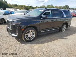 2021 Cadillac Escalade Premium Luxury with VIN 1GYS4BKL9MR368012, listed as a Copart auction lot 76289024 with 45,889 mi miles and Salvage Title. Bid and sale history available at carsss.com. Image 1.