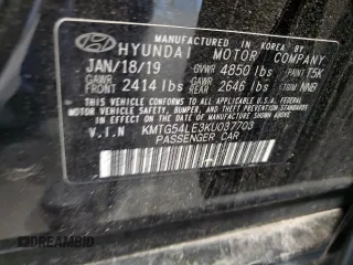2019 Genesis G70 Advanced with VIN KMTG54LE3KU037703, listed as a Copart auction lot 50238845 with 100,022 mi miles and Salvage title. Bid and sale history available at DreamBid. Image 12.