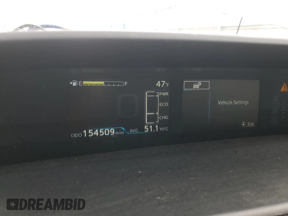 2022 Toyota Prius L Eco with VIN JTDKAMFU9N3160987, listed as a Copart auction lot 47665885 with 154,509 mi miles and Salvage Title. Bid and sale history available at DreamBid. Image 9.