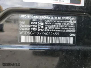 2007 Mercedes-Benz S-Class 5.5L V8 with VIN WDDNG71X77A052659, listed as a Copart auction lot 52192355 with 111,124 mi miles and Salvage Title. Bid and sale history available at carsss.com. Image 13.