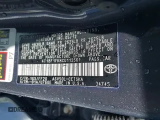 2012 Toyota Camry L with VIN 4T1BF1FK8CU112561, listed as a IAAI auction lot 41203529 with 99,755 mi miles. Bid and sale history available at carsss.com. Image 9.