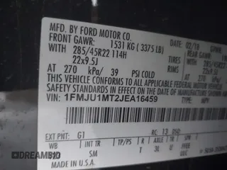 2018 Ford Expedition Platinum with VIN 1FMJU1MT2JEA16459, listed as a IAAI auction lot 40856863 with 125,434 mi miles. Bid and sale history available at carsss.com. Image 9.