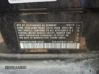 2013 Volkswagen GTI Driver's Edition z VIN WVWHV7AJXDW139382, wystawiony jako Copart lot #52128055 z przebiegiem 78 233 mil mil oraz Szkoda całkowita • Salvage title. Historia ofert i sprzedaży dostępna na DreamBid. Obrazek 15.