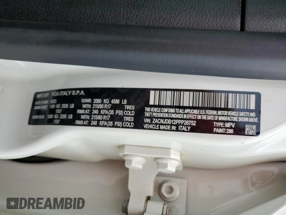 2023 Jeep Renegade Upland with VIN ZACNJDB12PPP26752, listed as a Copart auction lot 51087785 with 22,272 mi miles and Salvage title. Bid and sale history available at DreamBid. Image 14.