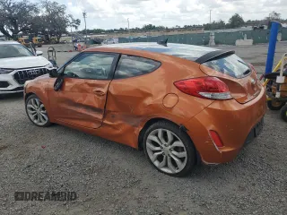 2013 Hyundai Veloster w/Red Int with VIN KMHTC6AD5DU094010, listed as a Copart auction lot 58048795 with 90,455 mi miles and Salvage title. Bid and sale history available at DreamBid. Image 2.