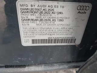 2010 Audi Q5 Premium Plus with VIN WA1LKAFP0AA089883, listed as a IAAI auction lot 41014444 with Not provided miles and . Bid and sale history available at DreamBid. Image 9.