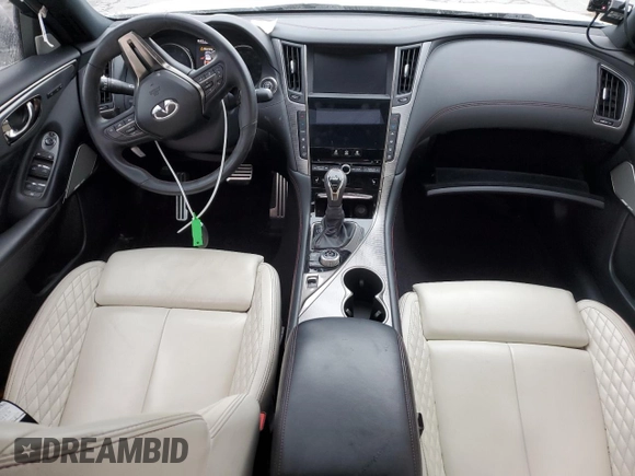 2019 Infiniti Q50 Red Sport 400 with VIN JN1FV7AP4KM760088, listed as a Copart auction lot 56147365 with 106,541 mi miles and Salvage title. Bid and sale history available at DreamBid. Image 8.
