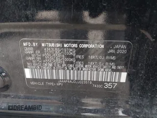 2020 Mitsubishi Outlander Sport SE 2.0 with VIN JA4AP4AU0LU023519, listed as a IAAI auction lot 41318430 with 116,565 mi miles. Bid and sale history available at carsss.com. Image 9.
