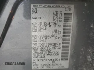 2020 Nissan Pathfinder SL с VIN 5N1DR2CM2LC593103, выставлен на аукционе Copart как лот 41421495 с пробегом 115 059 миль миль и Списание • Salvage title. История ставок и продаж доступна на DreamBid. Изображение 15.