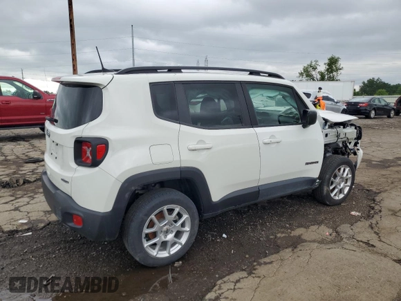2022 Jeep Renegade Latitude with VIN ZACNJDB10NPN90182, listed as a Copart auction lot 60963885 with 25,884 mi miles and Salvage title. Bid and sale history available at DreamBid. Image 3.