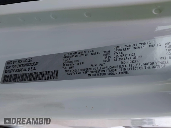 2024 Jeep Wrangler Sport с VIN 1C4PJXKN0RW363289, выставлен на аукционе IAAI как лот 41944260 с пробегом 1 138 миль миль и . История ставок и продаж доступна на DreamBid. Изображение 9.