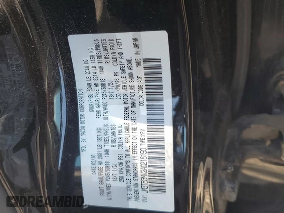 2010 Mazda CX-9 Grand Touring with VIN JM3TB3MV2A0218190, listed as a Copart auction lot 63713565 with 191,422 mi miles and Clean title. Bid and sale history available at DreamBid. Image 13.