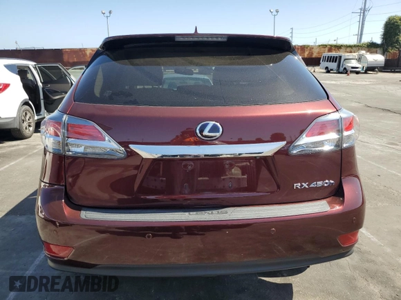2013 Lexus RX 450h with VIN JTJZB1BA9D2008859, listed as a Copart auction lot 61040415 with 158,823 mi miles and Salvage title. Bid and sale history available at DreamBid. Image 6.