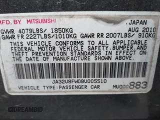 2011 Mitsubishi Lancer GTS with VIN JA32U8FW0BU005510, listed as a IAAI auction lot 41678936 with 204,511 mi miles. Bid and sale history available at carsss.com. Image 9.